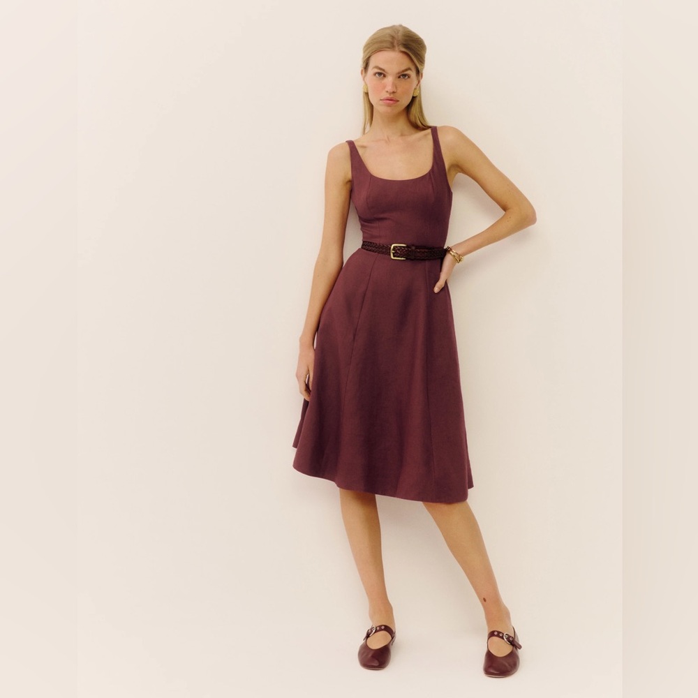 Reformation Magnolia Chianti Linen Dress